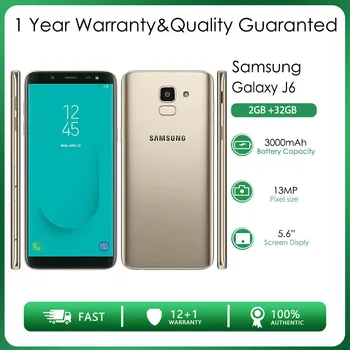 Оригинальный Разблокированный Samsung Galaxy J6 J600F 4G 2 ГБ ОЗУ 32 ГБ ПЗУ 13MP 5,6 