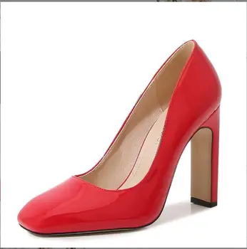 Новые женские туфли-лодочки на высоком каблуке, красное платье для новобрачных, классические туфли-лодочки с квадратным носком, модные классические туфли-лодочки OL Work с квадратным носком.