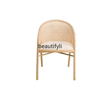 Обеденный стул из ротанга из массива Дерева в Скандинавском стиле в стиле Ретро, Кресло для кафе типа 
