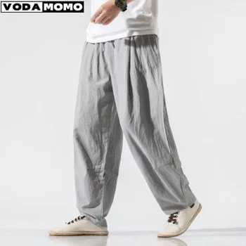 Летние Мужские повседневные брюки 2023 года, Хлопчатобумажные льняные брюки, Дышащие Свободные шорты, Прямые брюки, уличная одежда 
vetements homme y2k