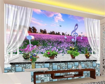 beibehang HD обои для стен трехмерный подоконник цветы лаванды 3D настенная роспись фон Современная мода индивидуальность обои