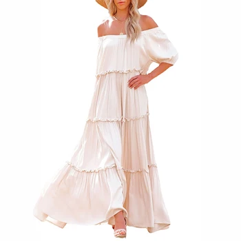 Богемное женское платье с открытыми плечами в стиле бохо, белое элегантное французское длинное платье для беременных, одежда для беременных в стиле пэчворк