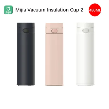 Оригинальный Xiaomi Mijia Vacuum Insulation Cup2, портативный 480 мл, дорожный стакан для воды из нержавеющей стали, изоляционный замок, холодный эластичный переключатель