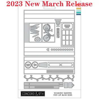 Window Shoppe 2023, Новый мартовский выпуск, Металлические штампы для скрапбукинга, Бумажные поделки, Перфоратор для открыток и альбомов ручной работы