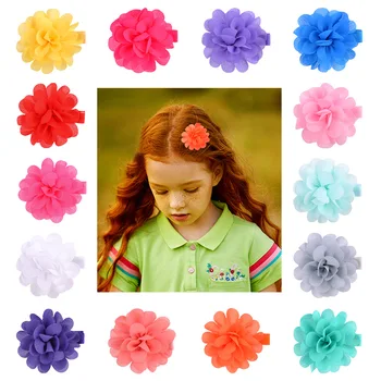 20 Цветов, заколки для волос для маленьких девочек, Шифоновые Цветы, Маленькие 2-дюймовые детские Заколки для девочек, Аксессуары для волос малышей