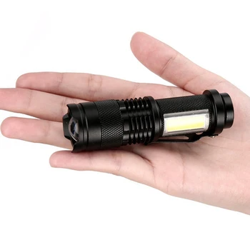ZK30 Портативный встроенный аккумулятор Q5 Мини светодиодный фонарик Zoom Torch COB лампа 2000 люмен Регулируемый фонарик-ручка Водонепроницаемый для наружного использования