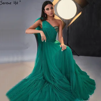 Вечернее платье Serene Hill Green на одно плечо 2023 из тюля трапециевидной формы, простое сексуальное женское вечернее платье для вечеринок CLA70839