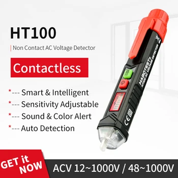Тестер датчика ручки 12-1000 В, Интеллектуальная сигнализация, детектор переменного напряжения, Электрический датчик тока, бесконтактная ручка HT100E, измерительный тестер