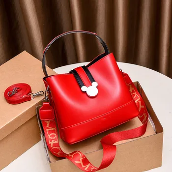 Новое высококачественное ведро Disney's Mickey, женская сумка-мессенджер через плечо, модная дорожная сумка для покупок, сумка для мобильного телефона для девочек