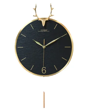Настенные часы с головой северного оленя, гостиная, Креативные домашние величественные Современные простые часы, индивидуальность, модный настенный светильник