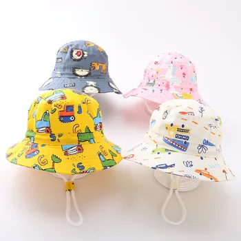 Детская кепка-ведро с мультяшным принтом, Летняя Детская Панама, Солнцезащитная шляпа, Регулируемая Кепка-рыбак для девочек и мальчиков, Капор Gorras