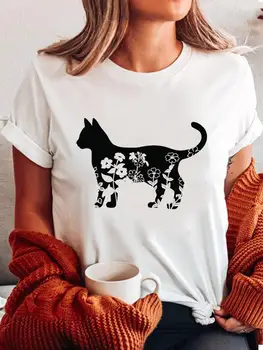 Женские повседневные футболки с графическим рисунком, одежда, летняя мода, футболка с короткими рукавами и милыми животными с милым принтом, женская одежда