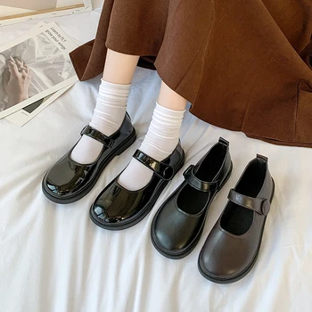 Женская обувь в японском стиле, туфли в стиле Лолиты, женские винтажные мягкие туфли на платформе и высоком каблуке, Студенческие туфли Мэри Джейн, большие размеры