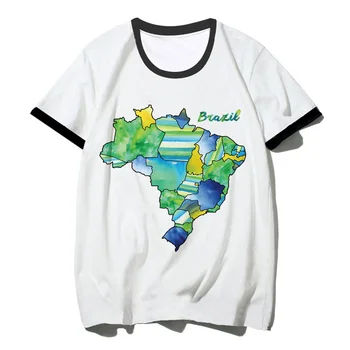футболка с флагом Бразилии, мужская забавная белая футболка, одежда из аниме y2k, эстетическая