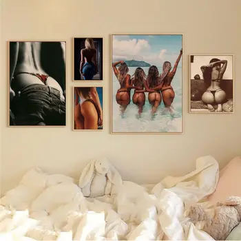Сексуальная попка девушки, ретро плакат из Крафт-бумаги, наклейка из Крафт-бумаги, домашний бар, кафе, Кавайный декор комнаты