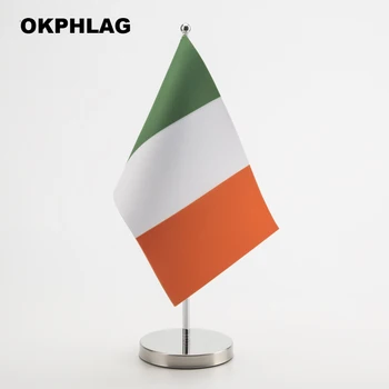 Флаг Ирландии на офисном столе с основанием из нержавеющей стали флагшток баннеры страны настольный флаг 14 * 21 см KS-0012