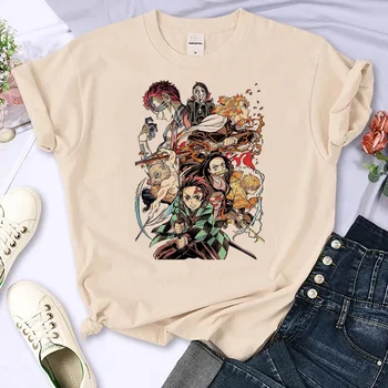 Demon Slayer Kimetsu No Yaiba, топ, женская футболка с графическим рисунком, дизайнер комиксов для девочек, одежда из аниме