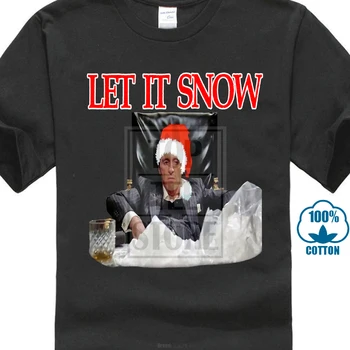 Лицо со шрамом, Тони Монтана, Пусть идет снег, Рождественская Олдскульная футболка с полной грудью * Множество вариантов*