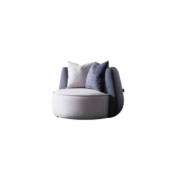 Современное хлопчатобумажное и льняное кресло из одинарной ткани с подлокотником, ленивый Маленький диван, круглый диван