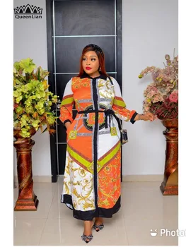 2021 Новая мода, шифоновый материал, традиционный дизайн, длинное платье с воротником рубашки в африканском стиле для леди (F3 #)