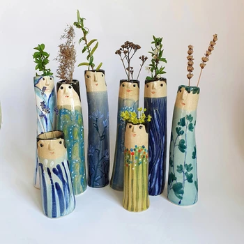 Весенняя Семейная Ваза в стиле Бохо, современный декор, украшения для полок в ванной, Персонализированные Милые Подарки из смолы, вазы с цветочным орнаментом, Характерные вазы
