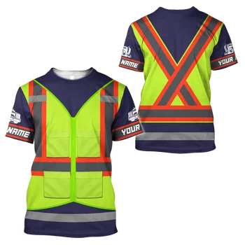 Косплей 3D Trucker Safety Зеленая футболка Модная мужская футболка Повседневная мужская футболка / Уличная Мужская одежда 2023 Оверсайз 5XL