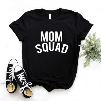 Женские футболки с принтом mom squad, хлопковая повседневная забавная футболка для леди Ен, футболка для девочек, Хипстерская футболка T837