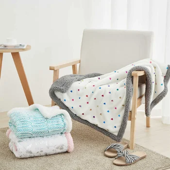 Детское фланелевое хлопковое одеяло с тиснением 75 *100 см, двухслойное детское зимнее одеяло для младенцев