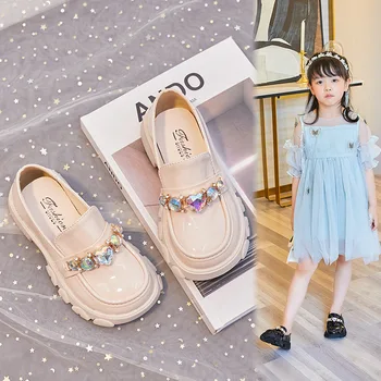 Обувь из искусственной кожи для девочек в Риме, Осень 2023, Модная обувь принцессы с мягкой подошвой, обувь для вечеринок, Детская однотонная обувь, однотонные горячие кроссовки