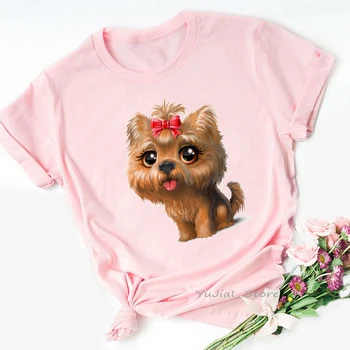Милые футболки с принтом кошек / собак, женская одежда 2021, забавная футболка, женская одежда Harajuku Kawaii, летние модные футболки, топы