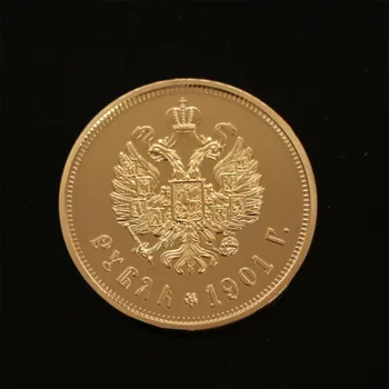 24-Каратная позолоченная золотая монета 1901 года Россия 10 рублей копия Памятной монеты Монеты Николая II