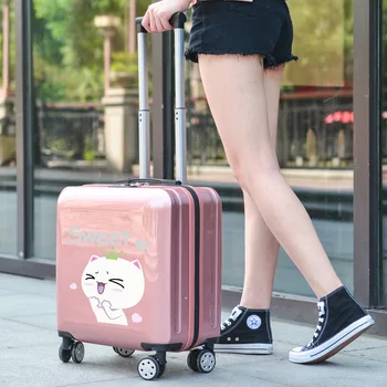 18-дюймовый дамский чемодан на маленьких колесиках, дорожная тележка, ручная кладь на колесиках, сумка для багажа, посадочный кейс, чемодан, бесплатная доставка
