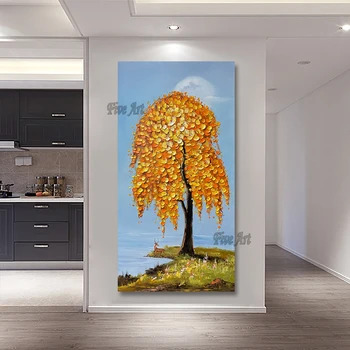 Современная палитра Ручной работы, красивое дерево, природные пейзажи, картина на холсте Без рамы, качественное художественное произведение, настенная картина для ресторана