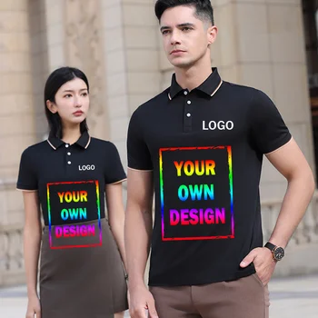 Поло с индивидуальным логотипом, мужские и женские повседневные рубашки с логотипом DIY, памятная футболка с рекламой команды, поло большого размера S-7XL