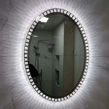 Настенное декоративное зеркало для спальни со светодиодной подсветкой, Эстетическое декоративное зеркало для макияжа в ванной комнате, Большое украшение для дома Specchio Da Parete YY50JZ