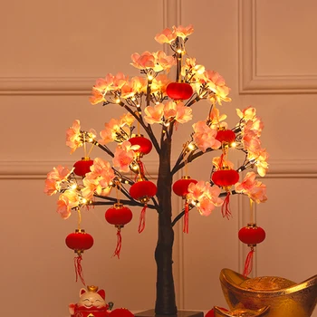 Украшение Украшение Фонарь из персикового дерева Светящееся декоративное дерево Год тигра Настольный Праздничный макет стойки регистрации