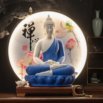 Китайская керамическая Статуя Будды, Статуя Татхагаты, Орнамент, Круг лампы, Сидящая Статуя Будды Санбао