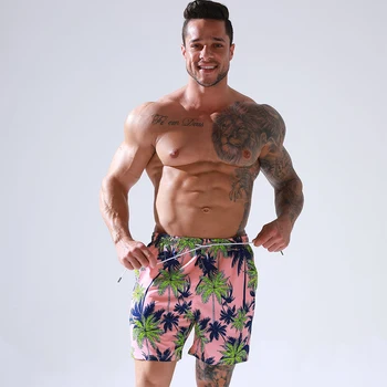 Мужские пляжные шорты купальники кокосовое дерево печати водонепроницаемый с сетчатой подкладкой пляжные шорты тренировки волейбол шорты одежда roupa masculina от