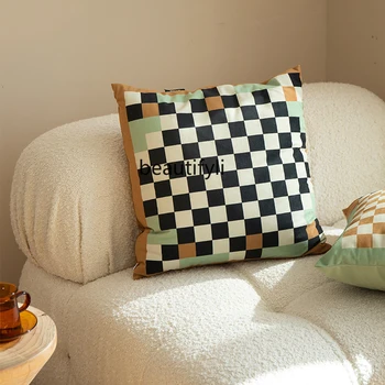 yj Клетчатая подушка в шахматном стиле, Офисная подушка для сна, Поясная подушка для домашнего дивана, Прикроватная подушка