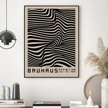 Абстрактная Кривая Картина на холсте Bauhaus Современная Печать Винтажный выставочный плакат Черные Настенные Художественные картины Домашний Декор