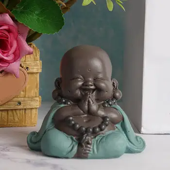 Прекрасный Улыбающийся Статуя Будды Украшения ручной работы Маленький Монах