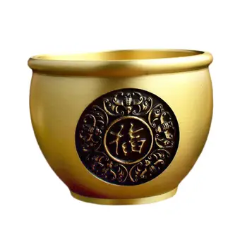 Латунная чаша Фэн-шуй, ваза для кашпо, банка для денег, цилиндр удачи, китайская традиционная чаша с сокровищами для коллекции декора для офисных вечеринок