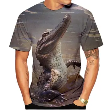 Летняя мужская и женская футболка с 3D-принтом крокодила, модные повседневные быстросохнущие футболки с короткими рукавами, новинка 2023 года