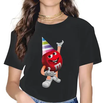 Женская Красная футболка на день рождения, Мультяшные топы из чистого хлопка с шоколадными конфетами, Юмористические Футболки с коротким рукавом и круглым воротником, Подарок