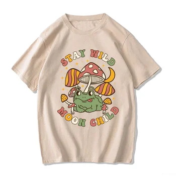 Cottagecore Эстетичный гриб, темная академическая лягушка, футболки из чистого хлопка европейского размера, японская забавная манга, мужская верхняя уличная одежда для мужчин