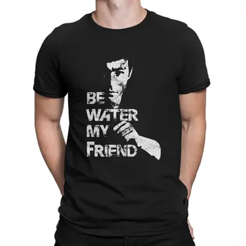Креативная Футболка Bruce Lee Chinese Kongfu Man для Мужчин Be Water My Friend С круглым вырезом, Базовая Футболка, Персонализированные Подарки На День Рождения, Топы