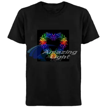 Высококачественная светодиодная футболка для влюбленных, футболка с El-миганием, футболка с активным звуком, Футболки с El-подсветкой Вверх и вниз