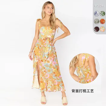 Летнее элегантное платье с принтом 2023, женская модная юбка, юбка со скидином, юбка средней длины