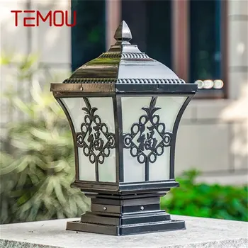 Уличный классический светильник TEMOU в стиле Ретро с водонепроницаемым столбом, светодиодный настенный светильник для домашнего сада