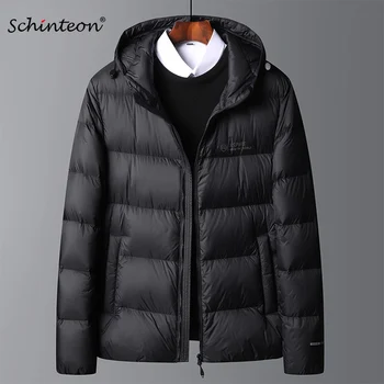 Высококачественная мужская куртка Schinteon на 90% белом утином пуху, осенне-зимняя повседневная верхняя одежда с капюшоном, пальто большого размера, мужская одежда